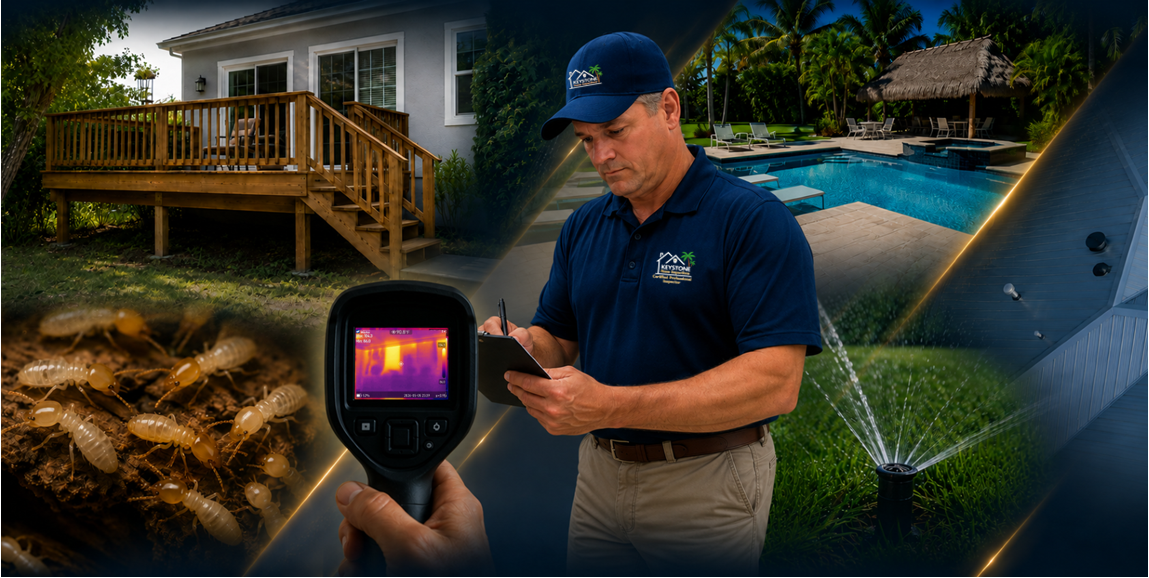 Keystone Home Inspections specialty inspection services including roof, pool, termite, irrigation, deck, and thermal imaging inspections